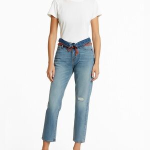 Hudson Jessi Boyfriend High‑Waist Distressed Relaxed Cropped jeans- Size 26 NWT